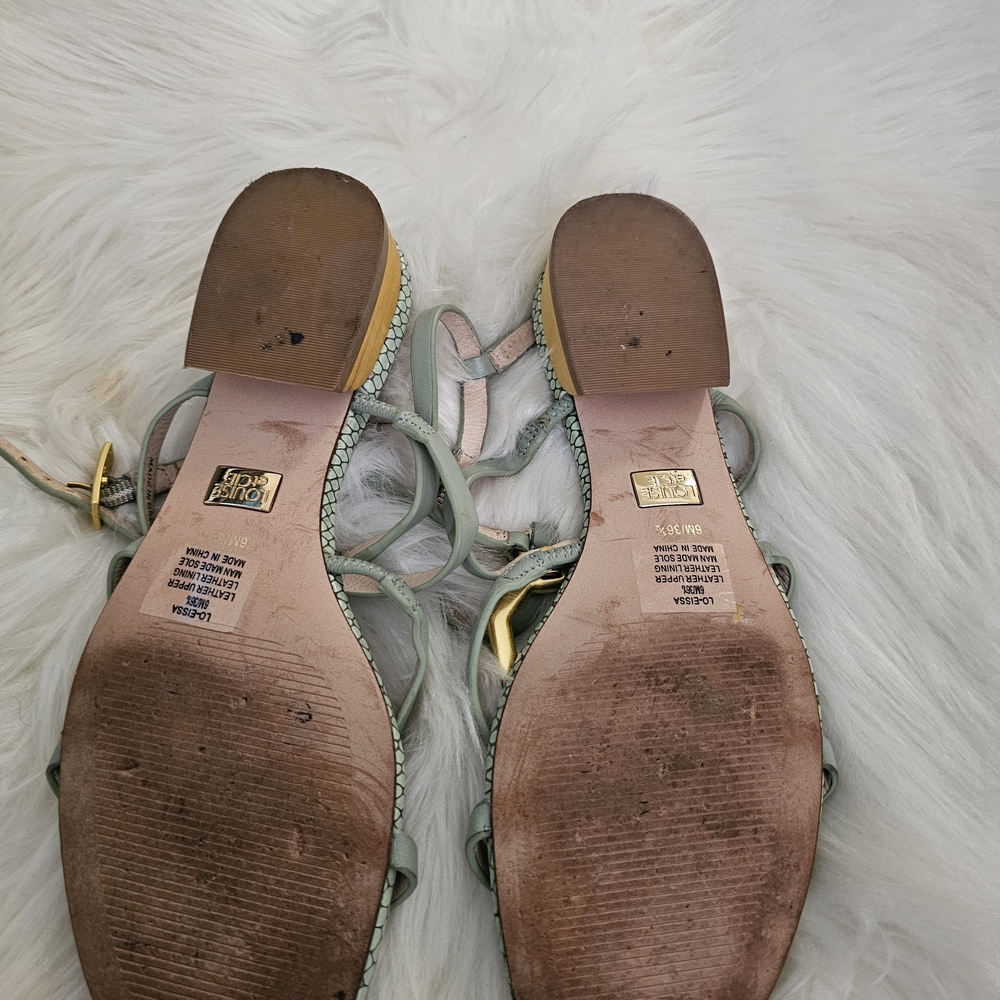 Louise et Cie Mint Green Strappy Sandals with Gold Accents - Picture 11 of 11